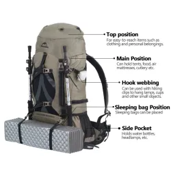 Plecak turystyczny NATUREHIKE 70L: duża pojemność, system nośny